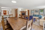 The dining room flows into the living room